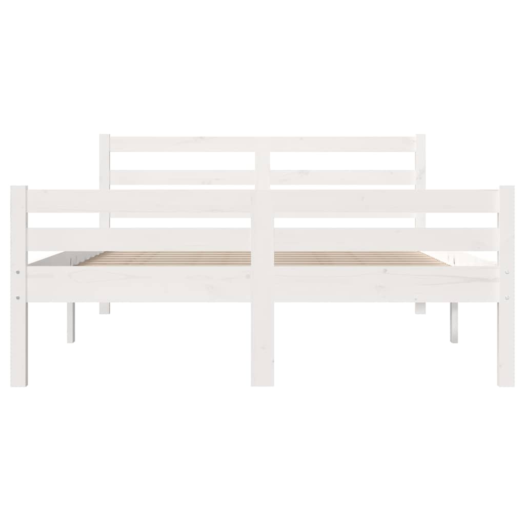 sengeramme 135x190 cm dobbelt massivt fyrretræ hvid