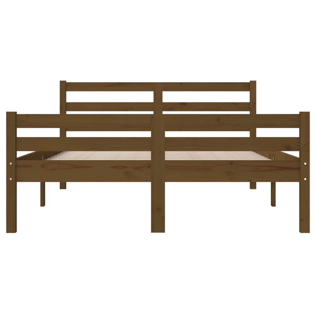 sengeramme 135x190 cm Double massivt fyrretræ gyldenbrun