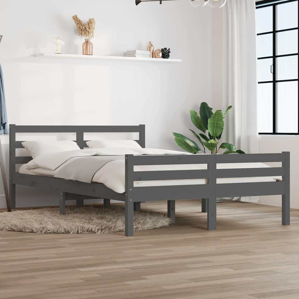 sengeramme 140x190 cm massivt træ grå