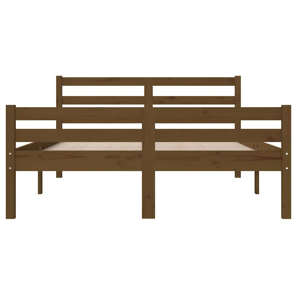 sengeramme 140x190 cm massivt træ gyldenbrun