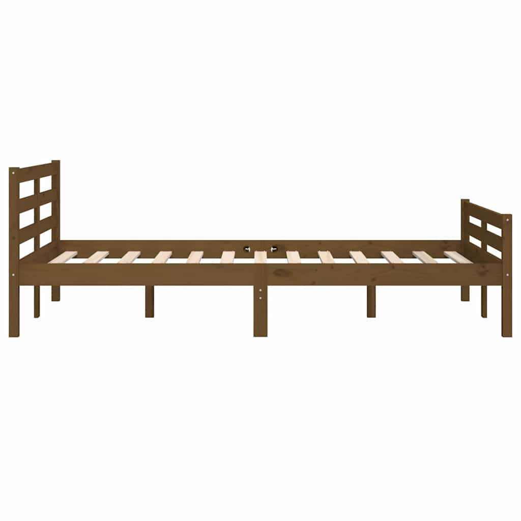 sengeramme 140x190 cm massivt træ gyldenbrun