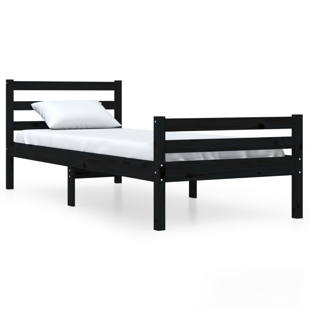 sengeramme 100x200 cm massivt træ sort