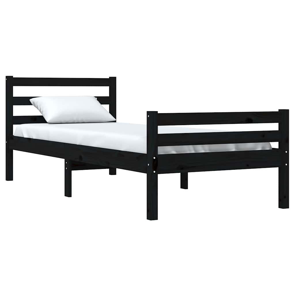 sengeramme 100x200 cm massivt træ sort