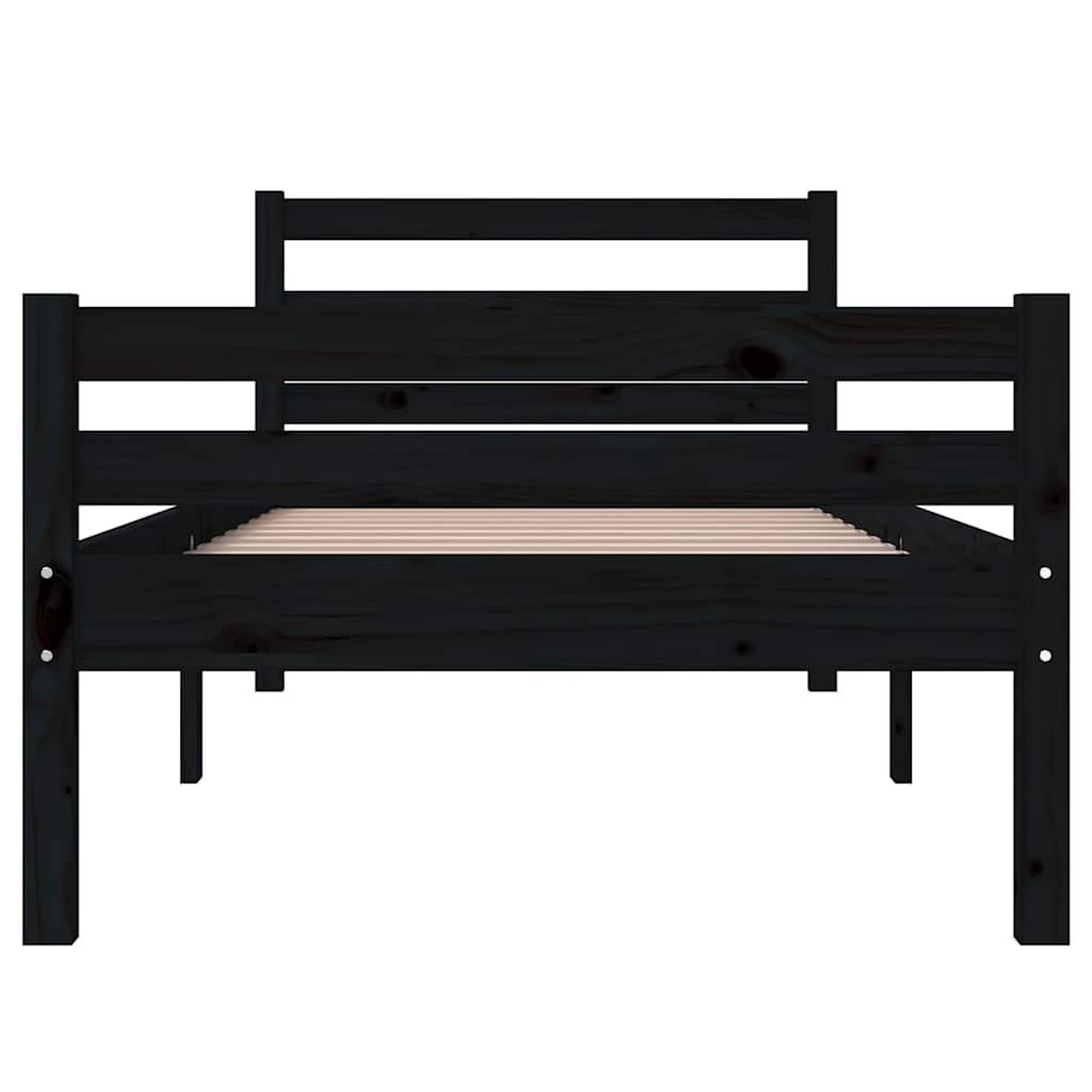 sengeramme 100x200 cm massivt træ sort
