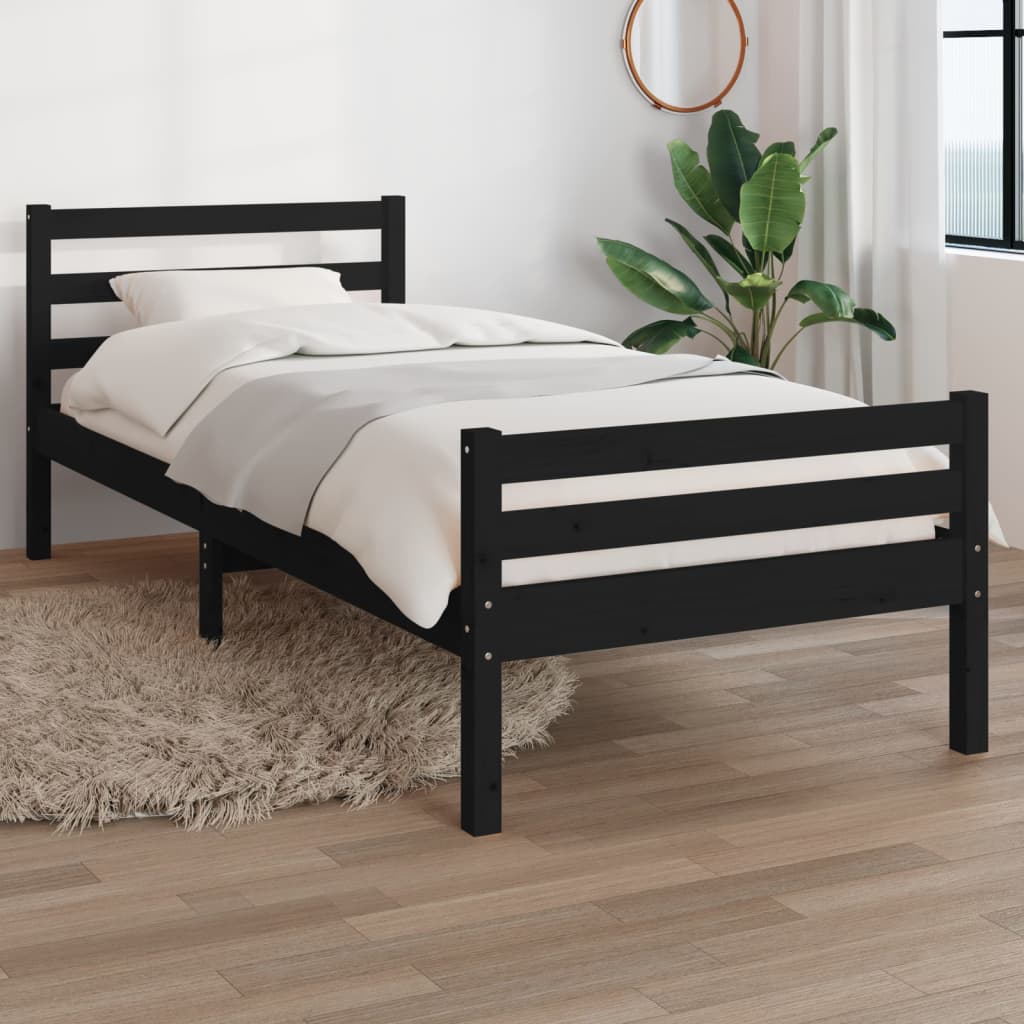 sengeramme 100x200 cm massivt træ sort