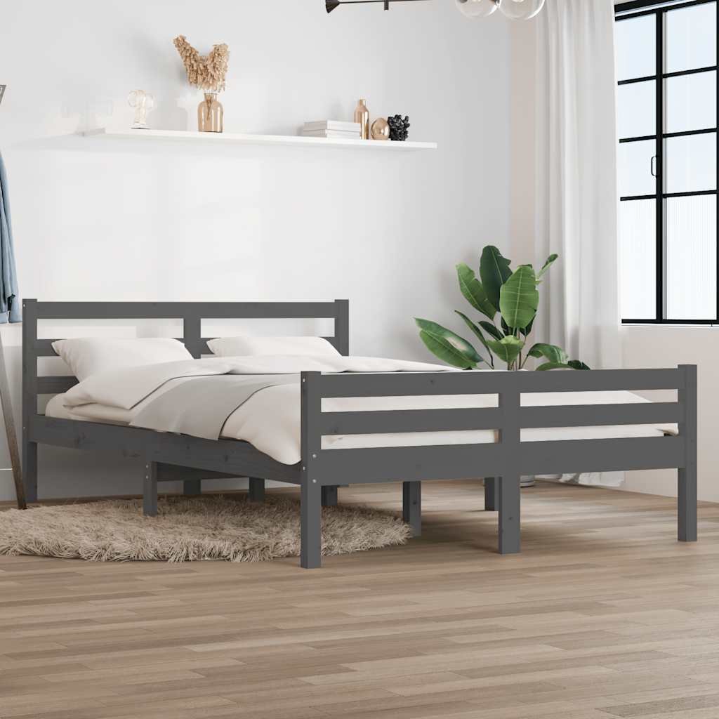 sengeramme 140x200 cm massivt træ grå