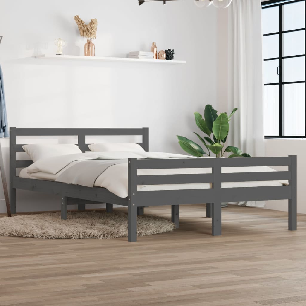 sengeramme 150x200 cm King Size massivt fyrretræ grå