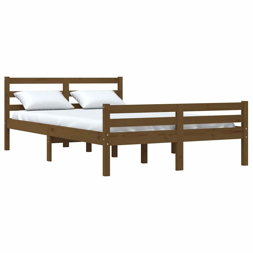 sengeramme 150x200 cm King Size massivt træ gyldenbrun