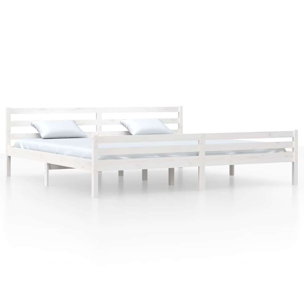 sengeramme 200x200 cm massivt træ hvid