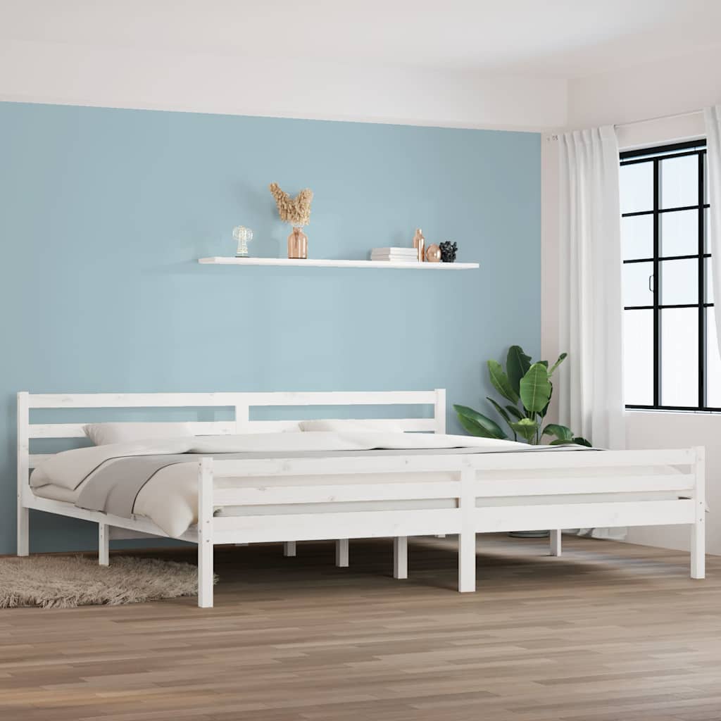 sengeramme 200x200 cm massivt træ hvid