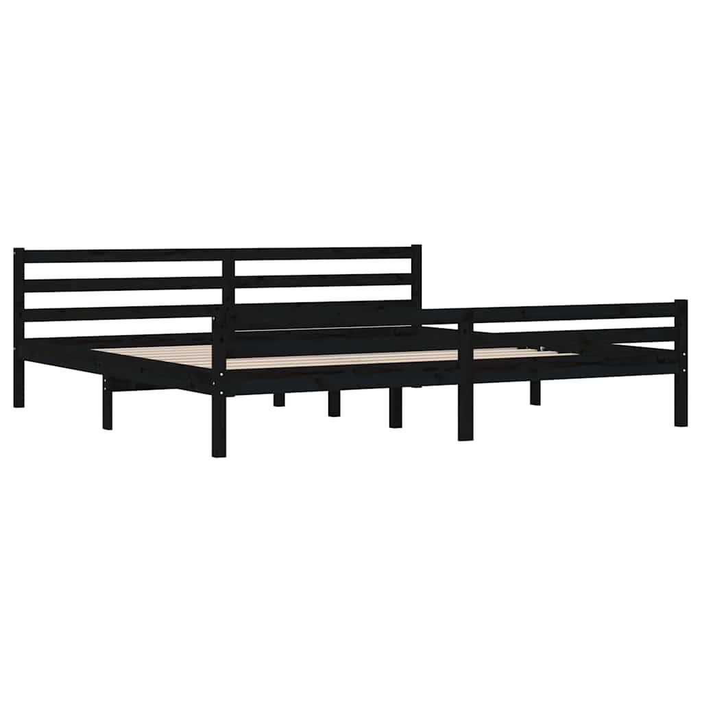 sengeramme 200x200 cm massivt træ sort