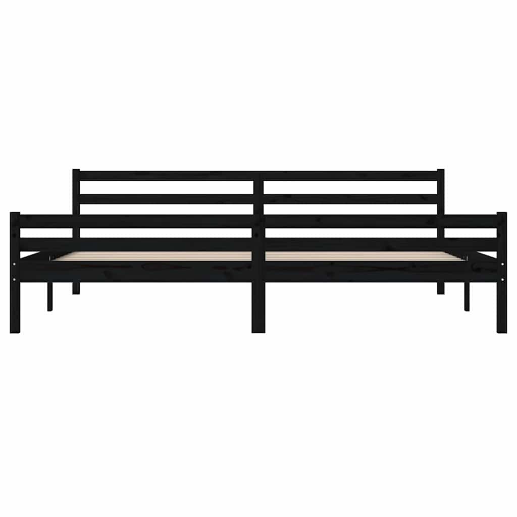 sengeramme 200x200 cm massivt træ sort