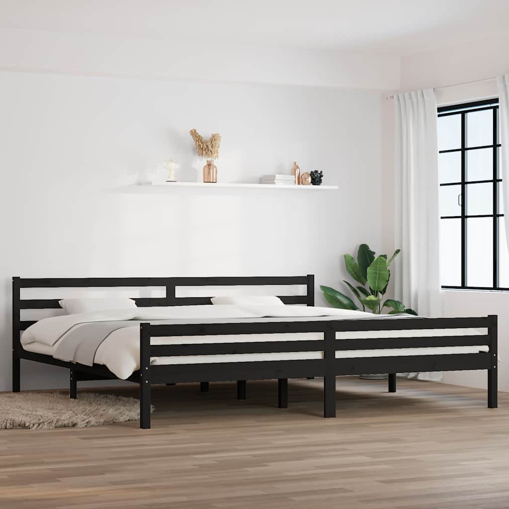 sengeramme 200x200 cm massivt træ sort
