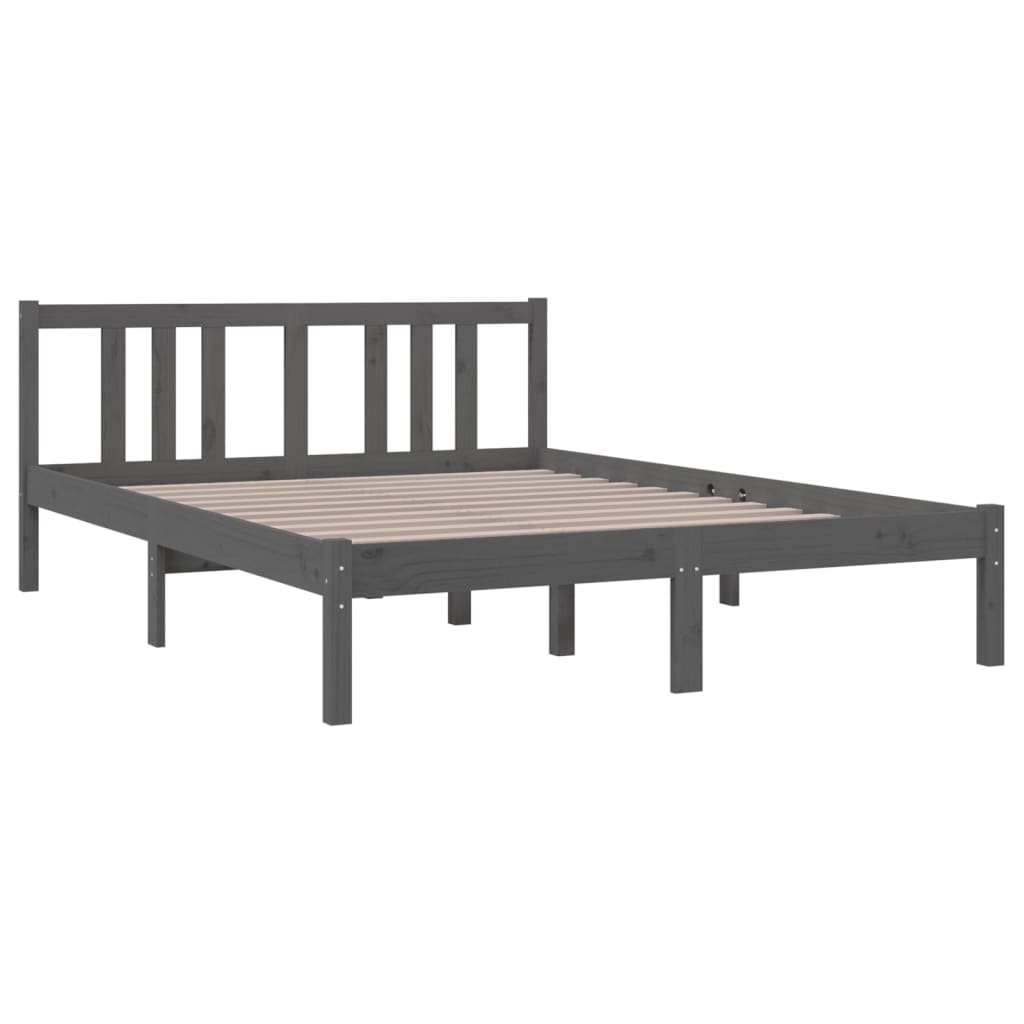 sengeramme 135x190 cm Double massivt fyrretræ grå