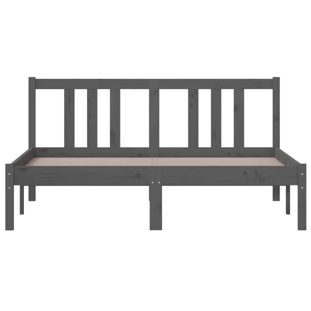 sengeramme 135x190 cm Double massivt fyrretræ grå
