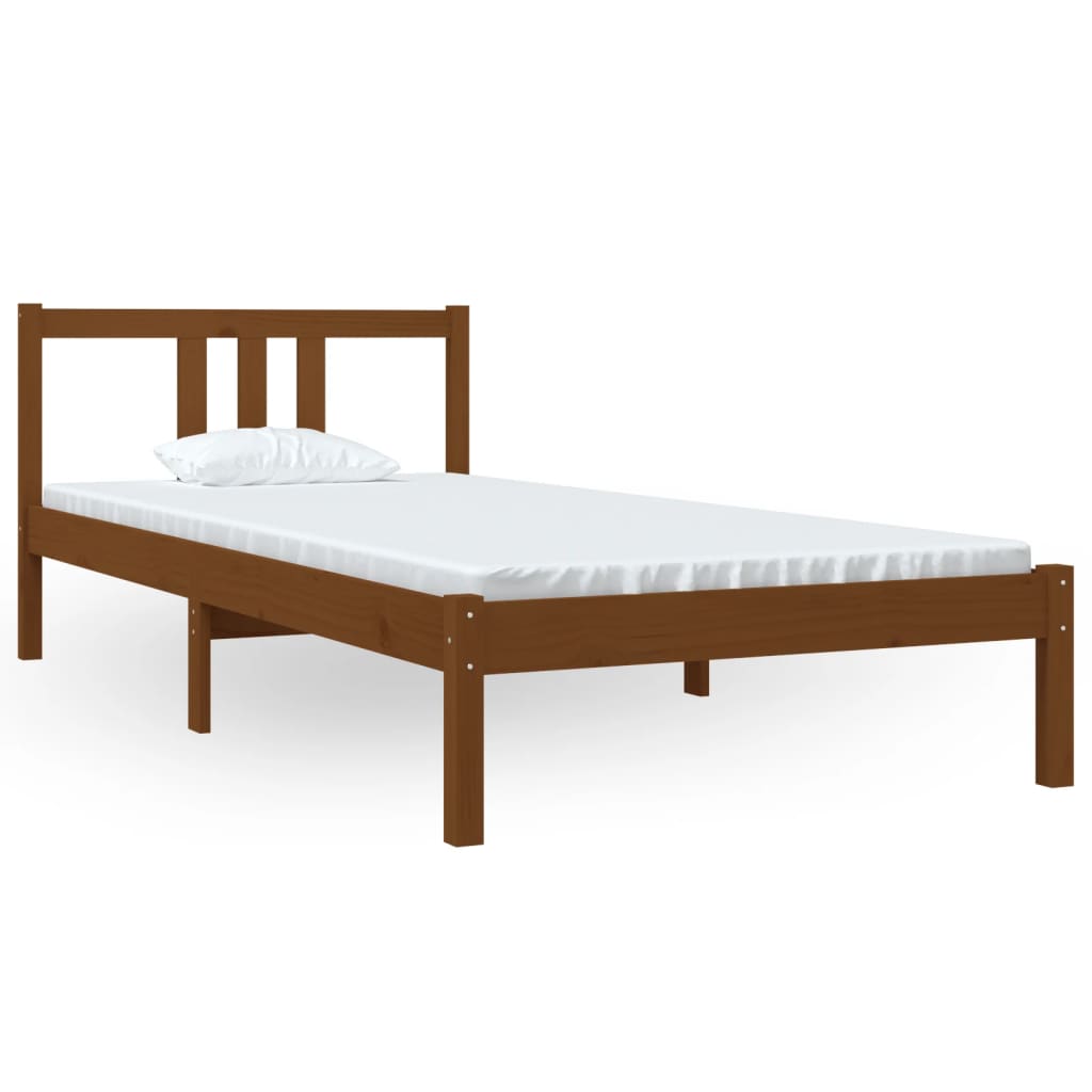 sengeramme 90x200 cm massivt fyrretræ gyldenbrun