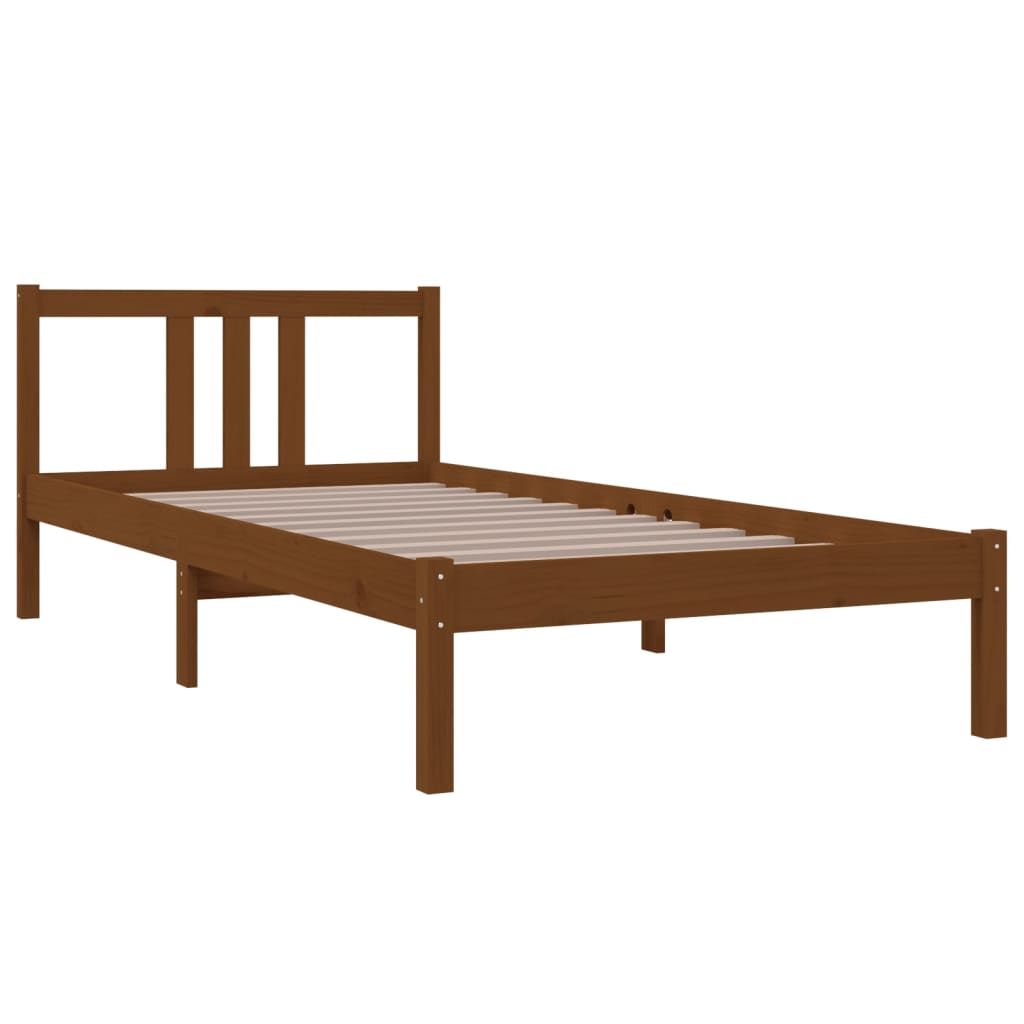 sengeramme 90x200 cm massivt fyrretræ gyldenbrun