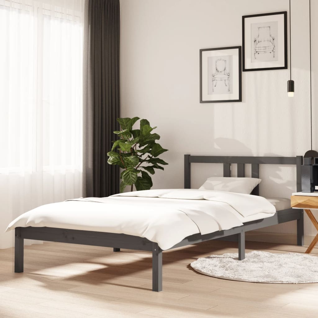 sengeramme 100x200 cm massivt træ grå