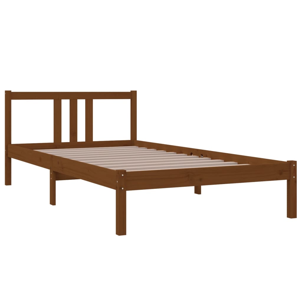 sengeramme 100x200 cm massivt træ gyldenbrun