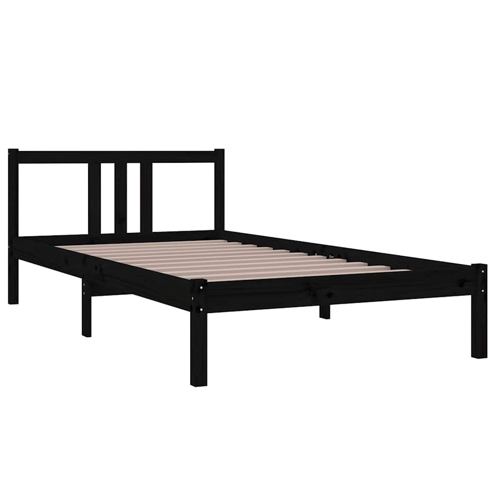 sengeramme 100x200 cm massivt træ sort