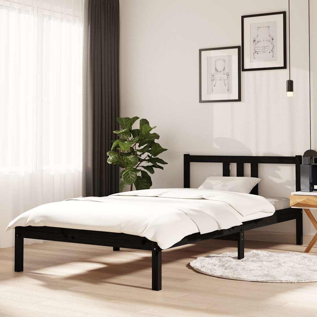sengeramme 100x200 cm massivt træ sort