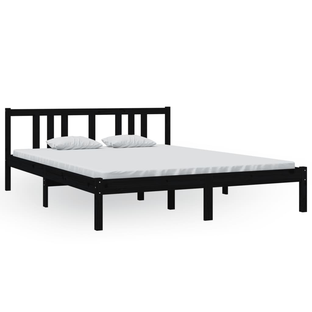 sengeramme 150x200 cm King Size massivt træ sort