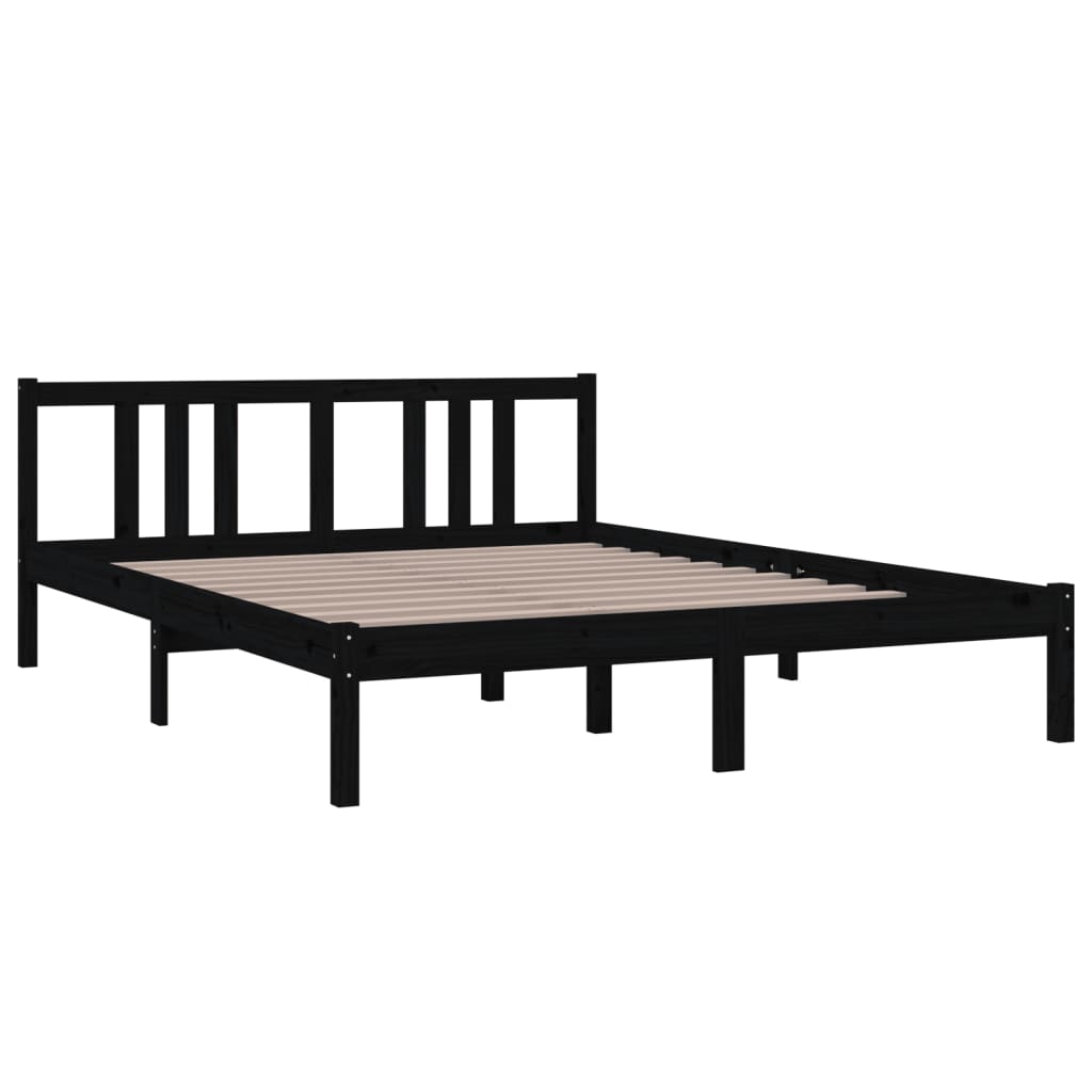 sengeramme 150x200 cm King Size massivt træ sort