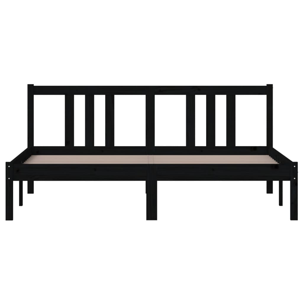 sengeramme 150x200 cm King Size massivt træ sort