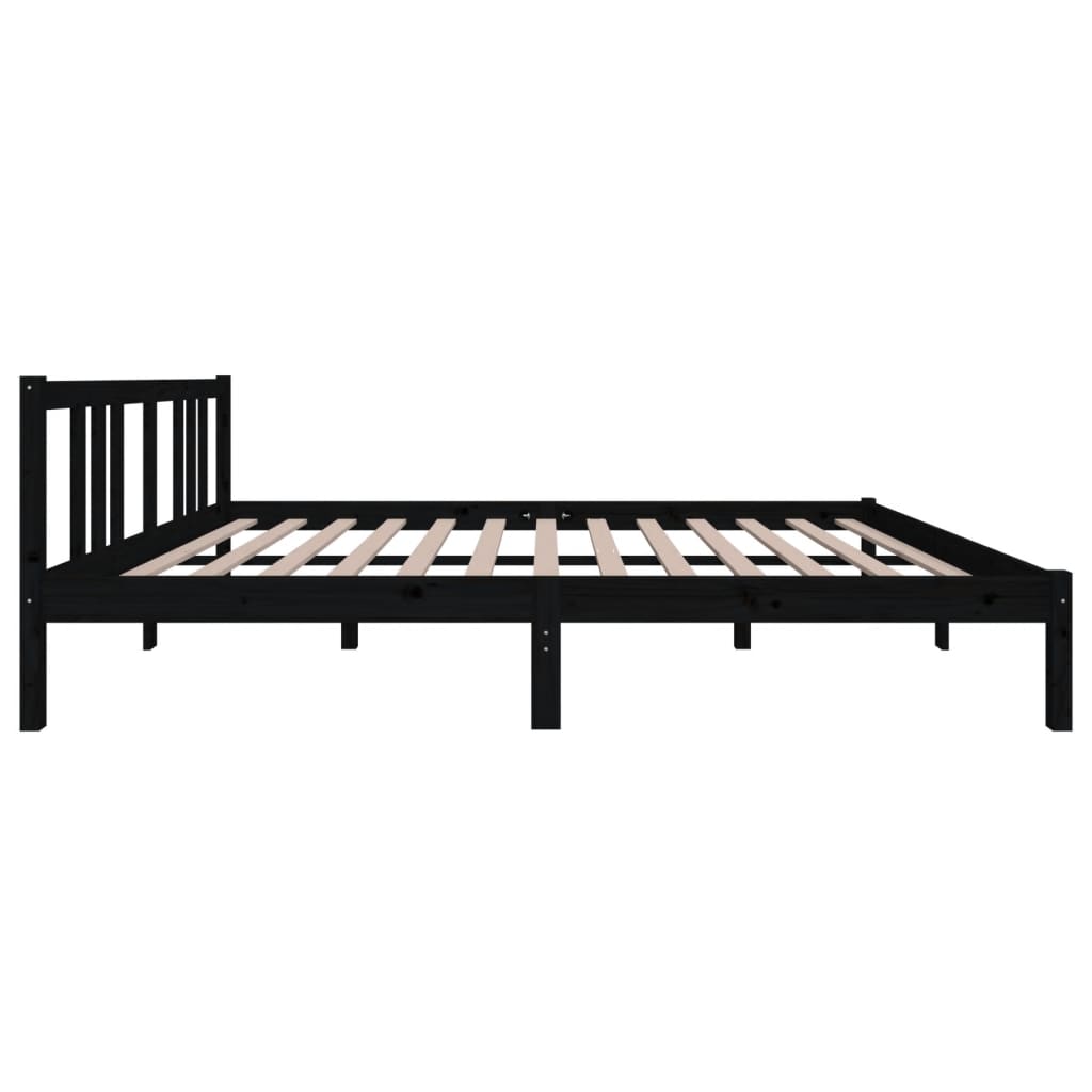 sengeramme 150x200 cm King Size massivt træ sort