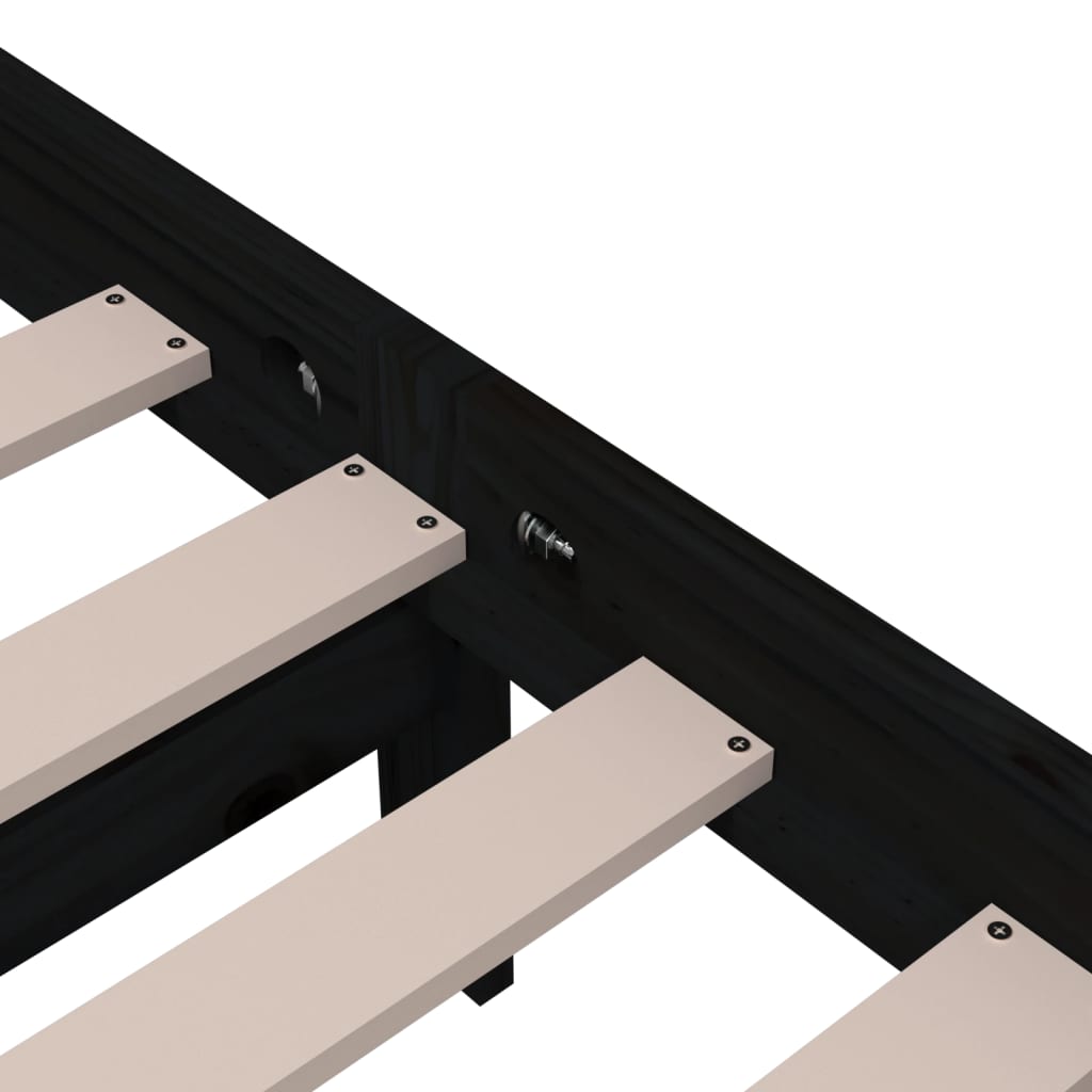 sengeramme 150x200 cm King Size massivt træ sort