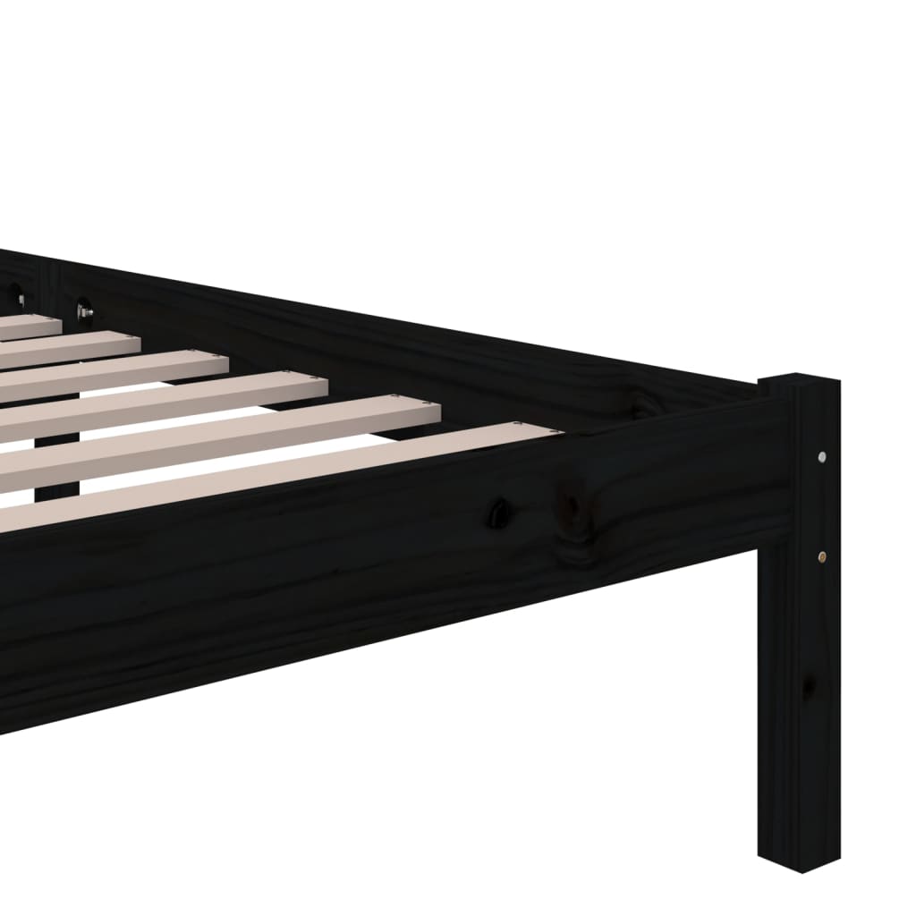 sengeramme 150x200 cm King Size massivt træ sort
