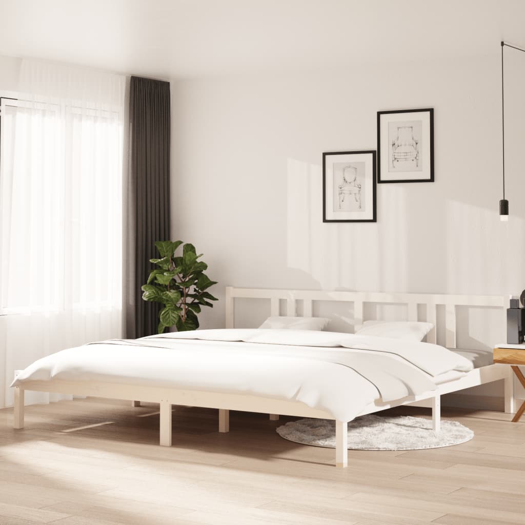 sengeramme 200x200 cm massivt træ hvid