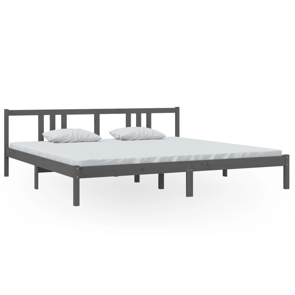 sengeramme 200x200 cm massivt træ grå