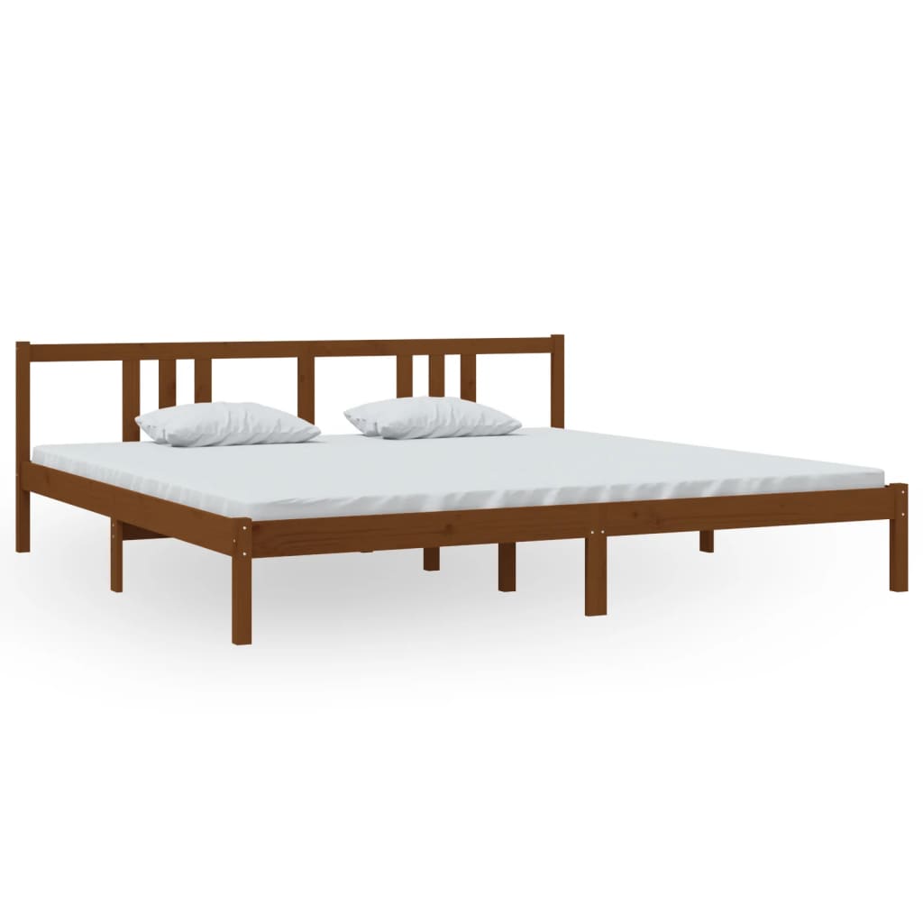 sengeramme 200x200 cm massivt træ gyldenbrun