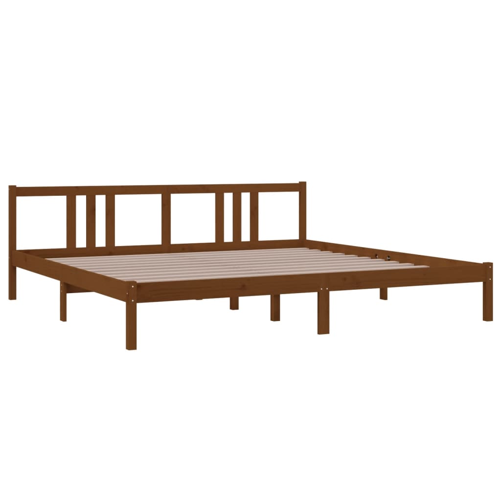 sengeramme 200x200 cm massivt træ gyldenbrun