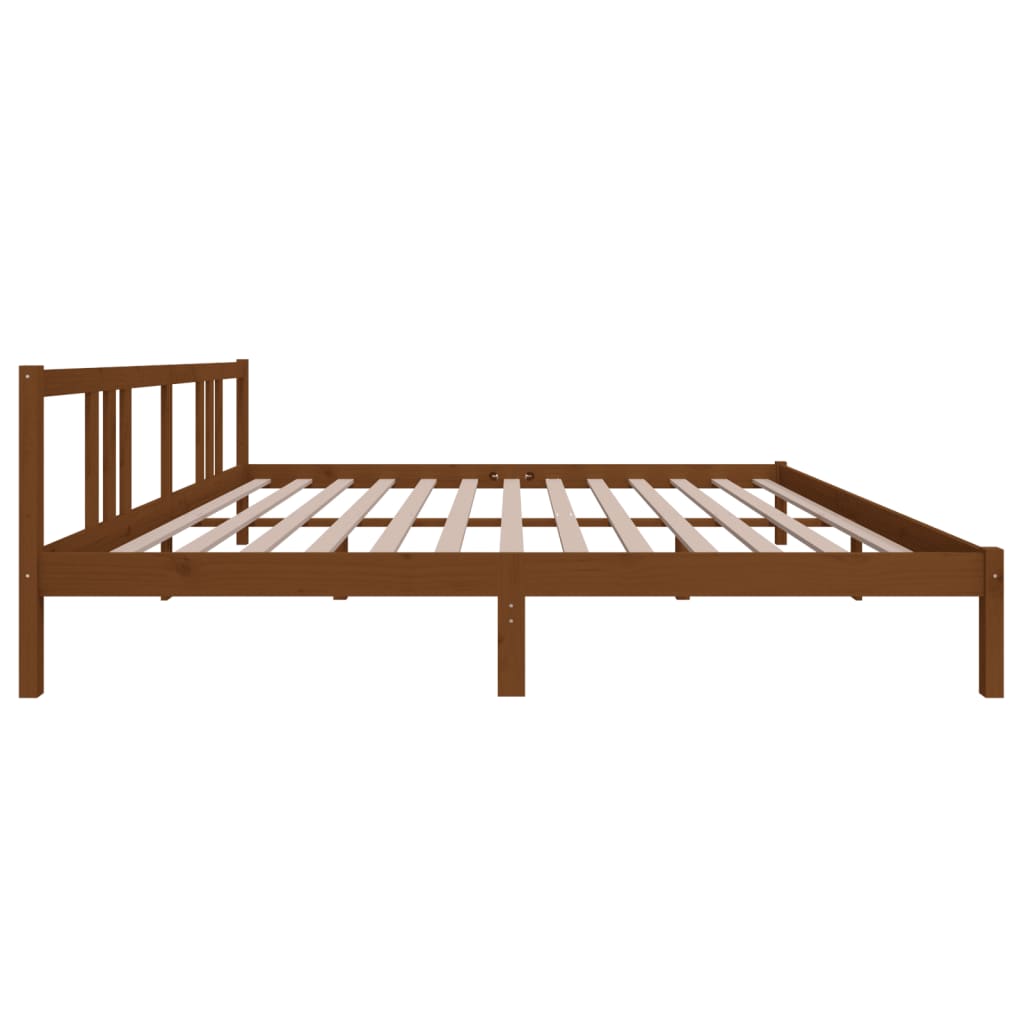 sengeramme 200x200 cm massivt træ gyldenbrun