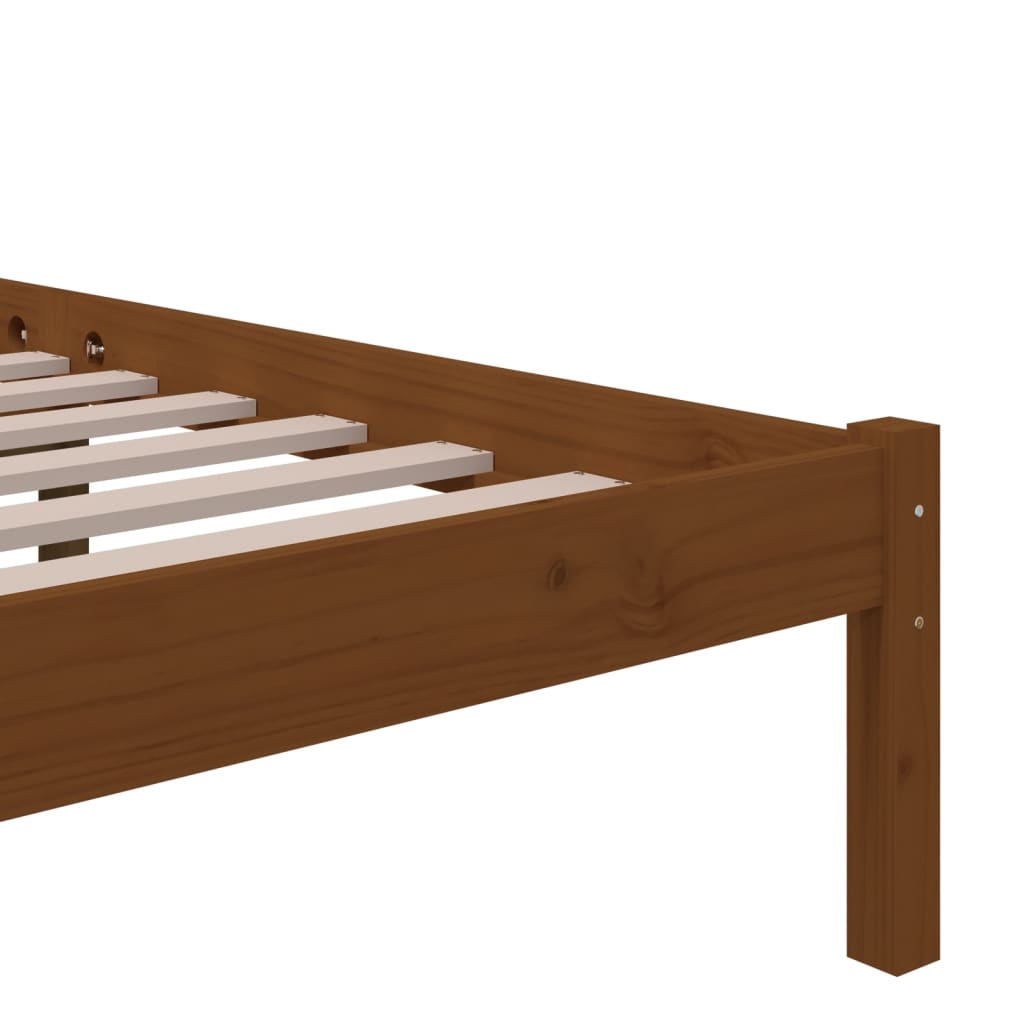 sengeramme 200x200 cm massivt træ gyldenbrun