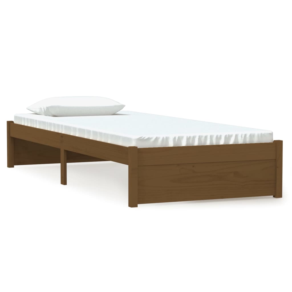 sengeramme 75x190 cm Small Single massivt træ gyldenbrun