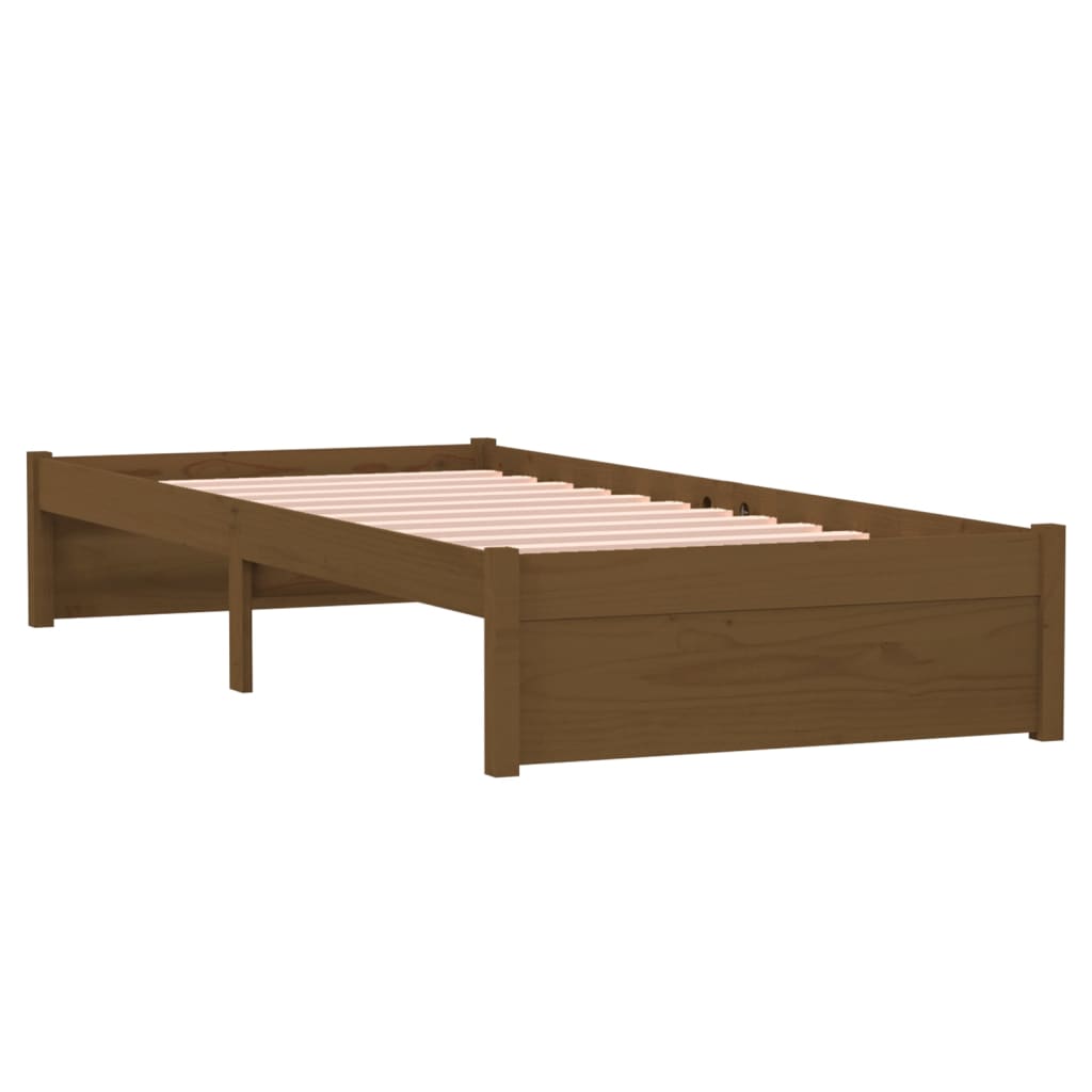 sengeramme 75x190 cm Small Single massivt træ gyldenbrun