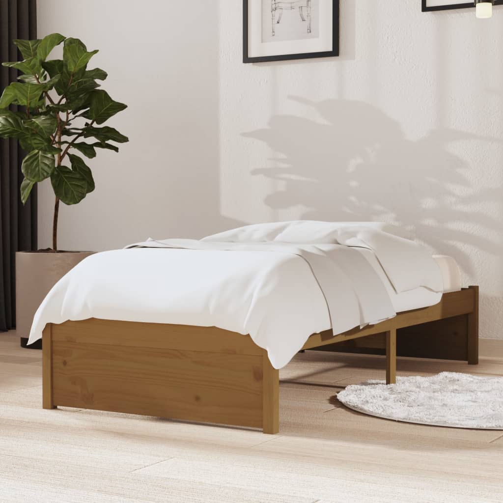 sengeramme 75x190 cm Small Single massivt træ gyldenbrun