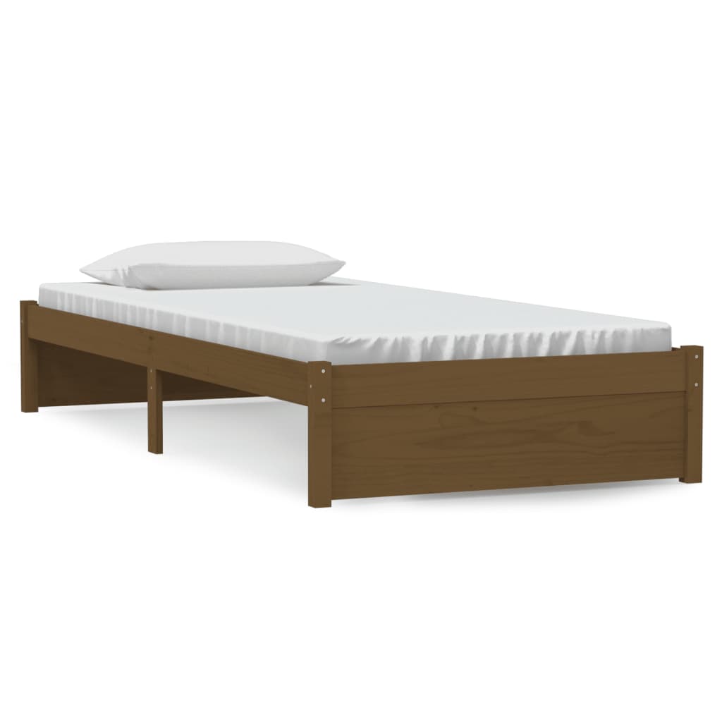 sengeramme 90x190 cm Single massivt træ gyldenbrun