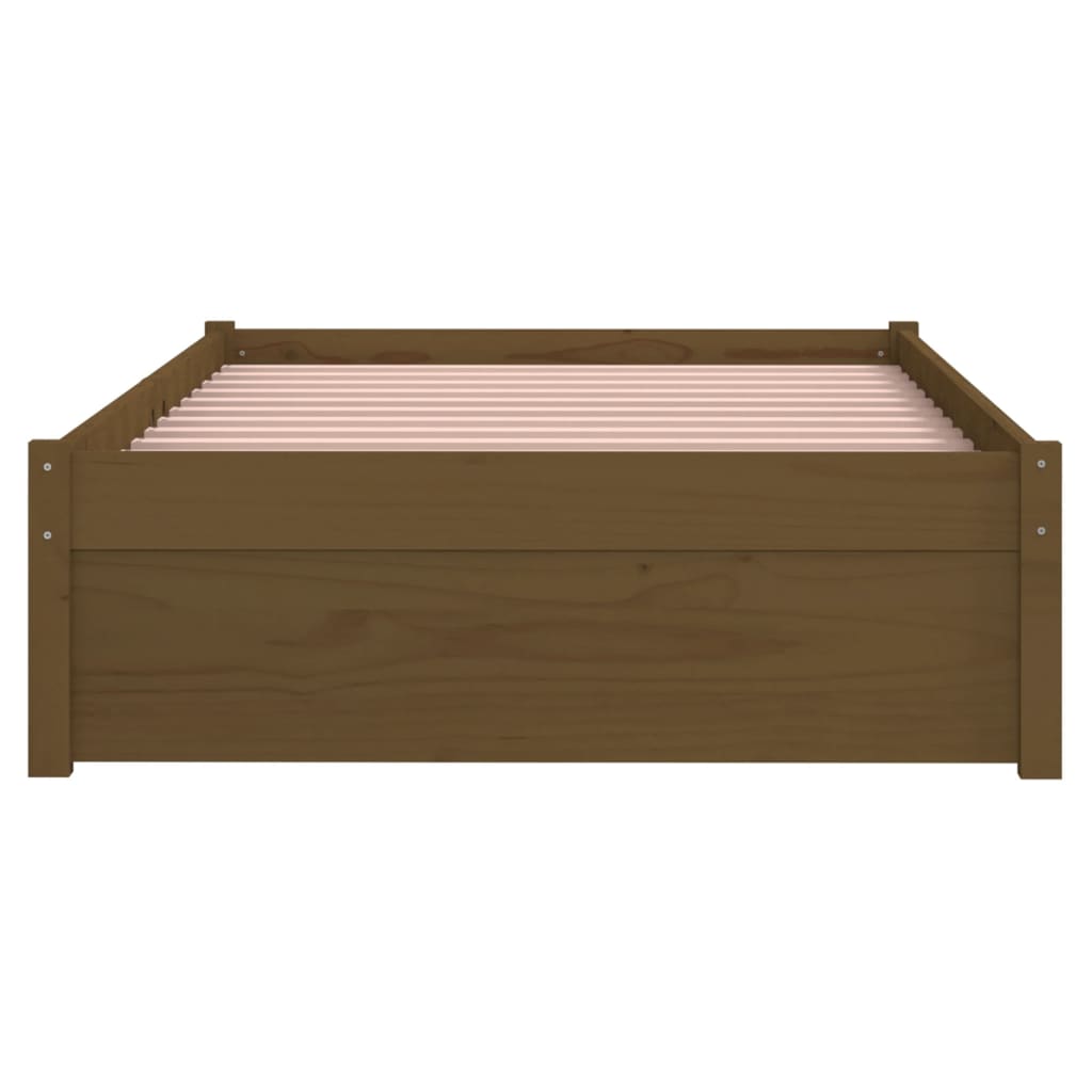 sengeramme 90x190 cm Single massivt træ gyldenbrun