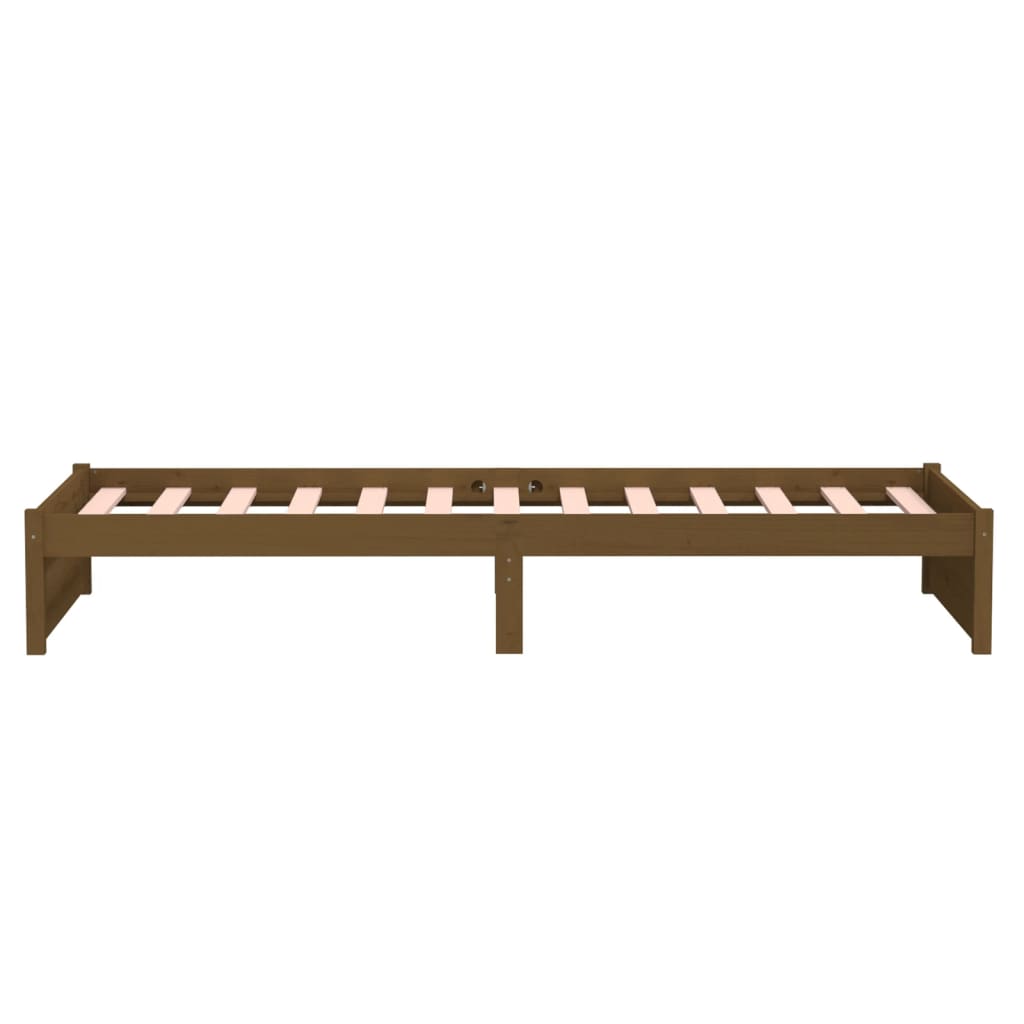 sengeramme 90x190 cm Single massivt træ gyldenbrun