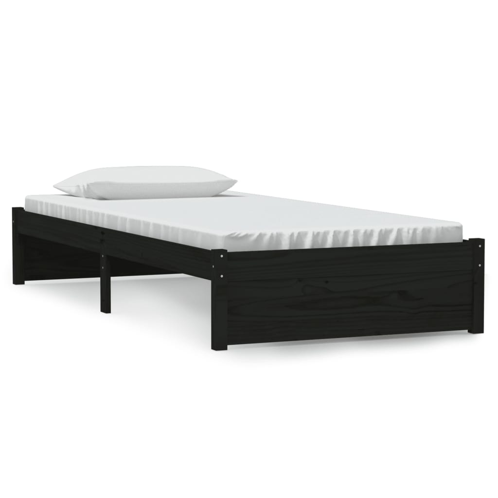 sengeramme 90x190 cm Single massivt træ sort