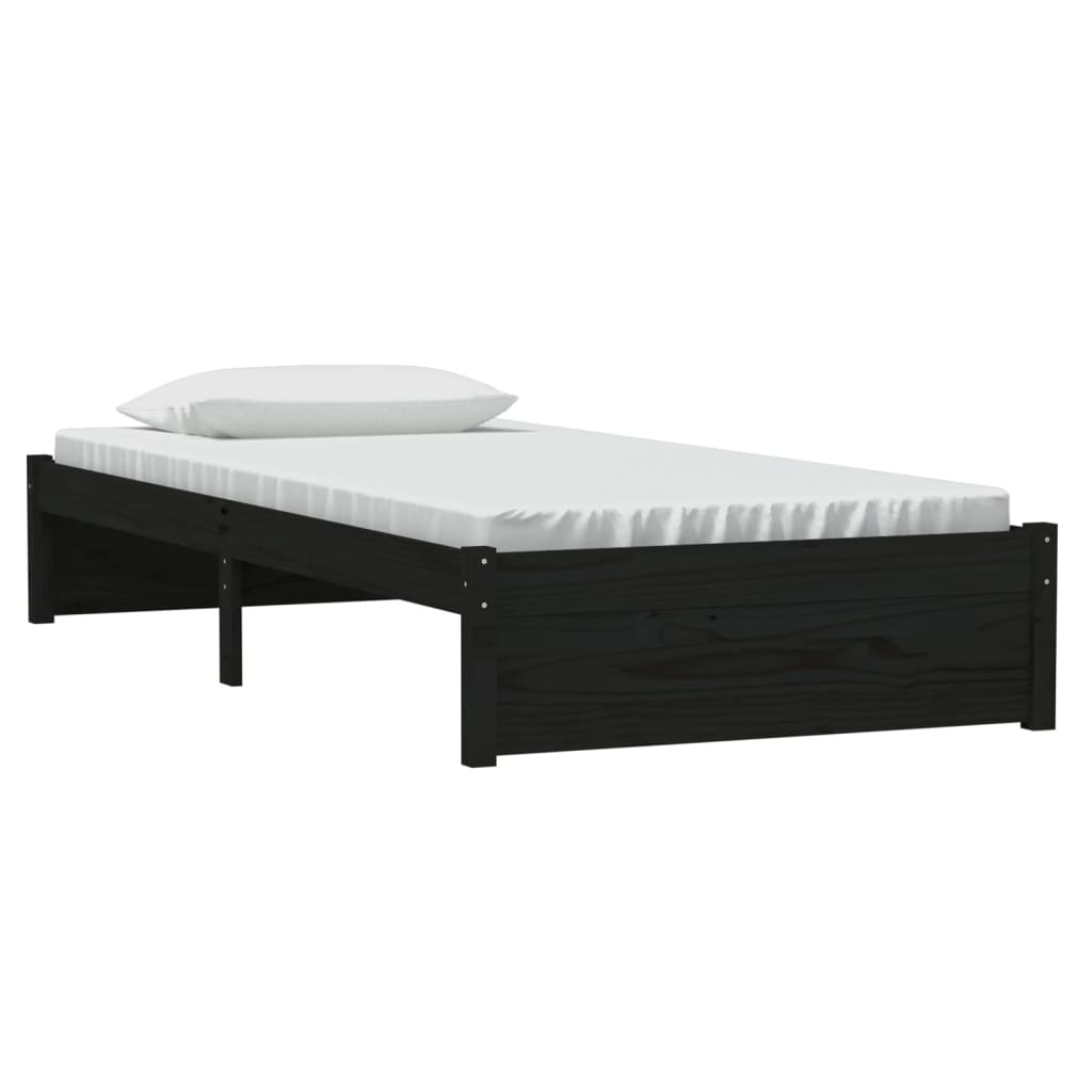 sengeramme 90x190 cm Single massivt træ sort
