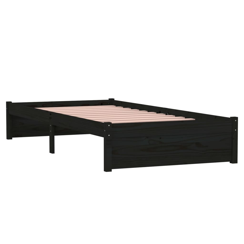 sengeramme 90x190 cm Single massivt træ sort