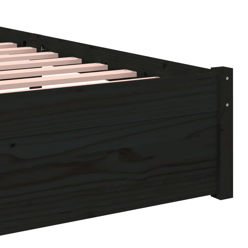 sengeramme 90x190 cm Single massivt træ sort