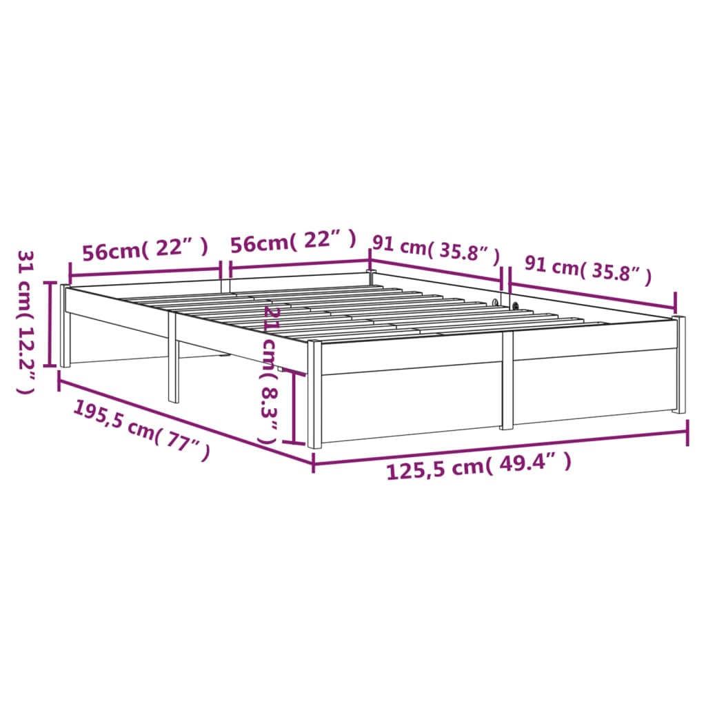 sengeramme 120x190 cm Small Double massivt træ gyldenbrun
