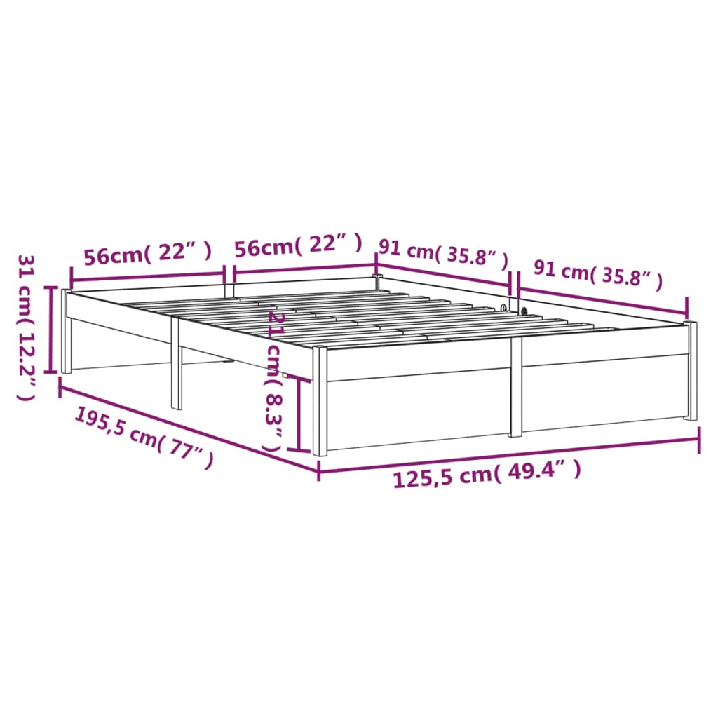 sengeramme 120x190 cm Small Double massivt træ sort
