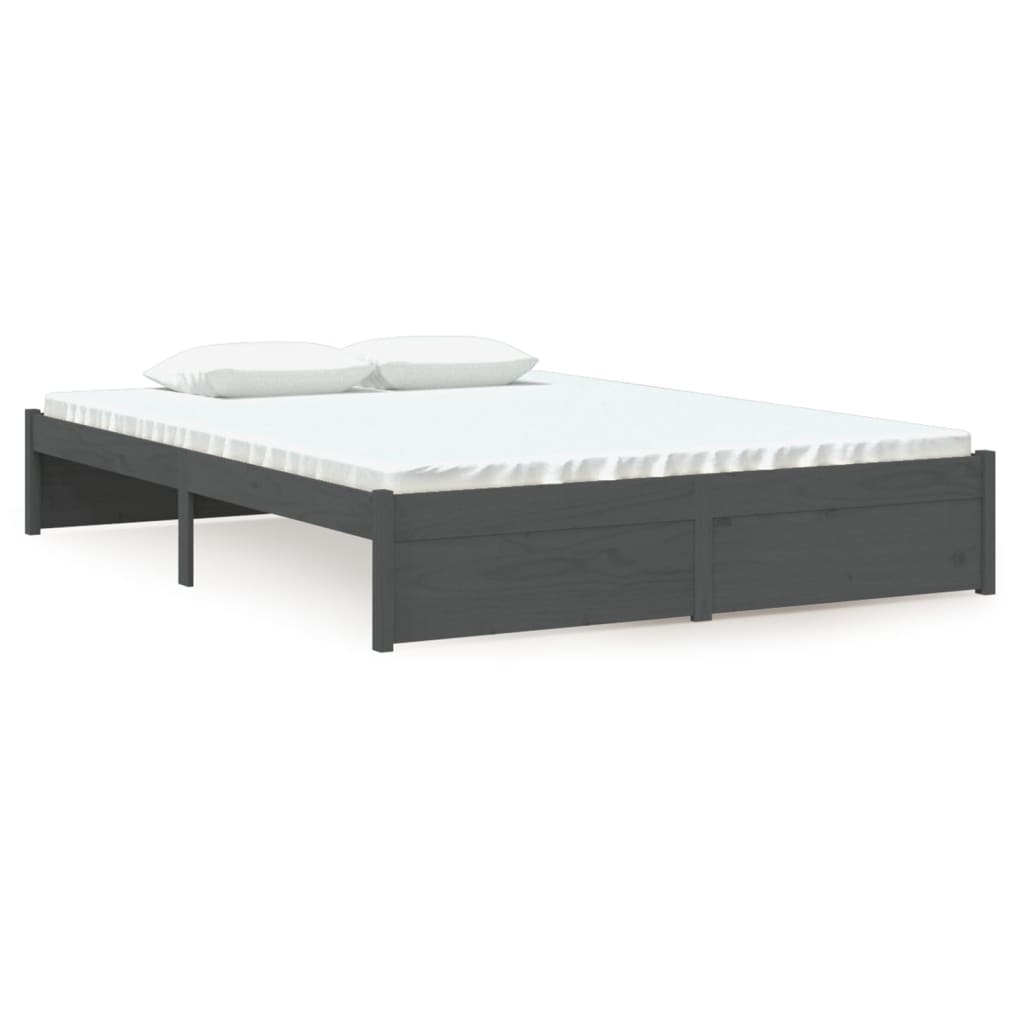 sengeramme 135x190 cm Double massivt fyrretræ grå